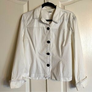 Christopher & Banks white contrast stitch shirt / jacket Shacket Petite Large